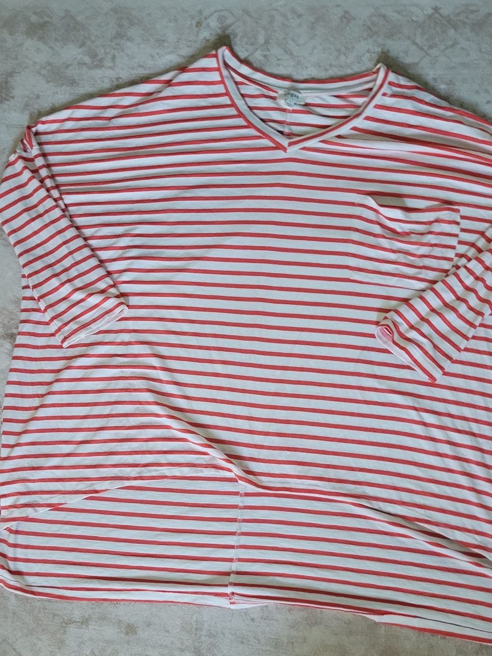 Umgee Oversized Striped V-Neck Top